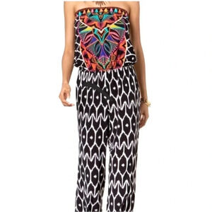 Trina Turk X INC International Concepts Tribal Print strapless Jumpsuit Size S